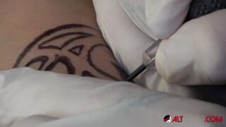 Big tit babe Mara Martinez gets tattooed then fucked