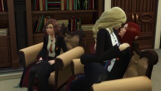 ⭐ Lili Moussaieff - Three lesbian friends in menage in Hogwarts - (Harry Potter Parody 3D)