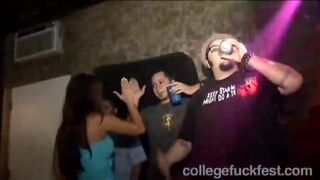 Teen college slut fucks hard cock at party