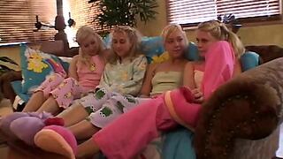 Teen pyjama party lesbos get naked together