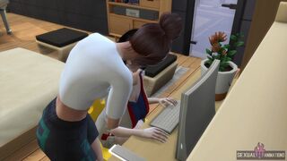 Companions do work on the computer and end up fucking very hard - Sexual Hot Animations