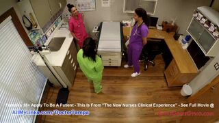 Student Nurses Lenna Lux, Angelica Cruz, & Reina Practice Examining Each Other 1st Day of Clinicals Under Watchful Eye Of Doctor Tampa & Nurse Lilith Rose @ GirlsGoneGyno.com The New Nurses Clinical Experience