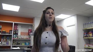 Aude big breasted employee is sodomized at the back of the store