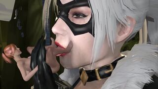 Giantess Black Cat Steals MJ and Makes Her Cum with her Giant Tongue