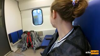 Real Public Blowjob in the Train | POV Oral Creampie by MihaNika69