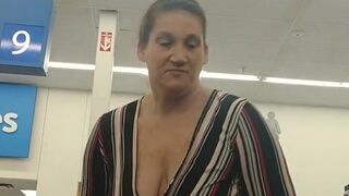 Wal-Mart check out and both boobs out!