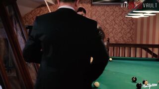 Romantic SEX on The Pool Table For Busty Redhead