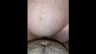Heavily pregnant breeding slut with creamy hairy pussy creaming my cock! She’s so horny