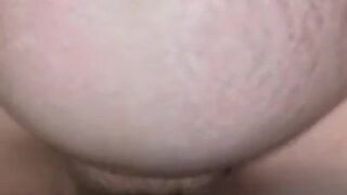 Heavily pregnant breeding slut with creamy hairy pussy creaming my cock! She’s so horny