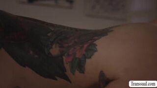 Tattooed babe fucked by stepbro TS gf
