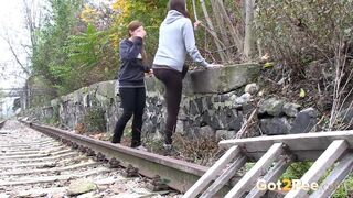 Naughty Girls Piss Near The Railway