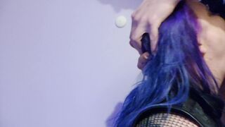 Blue Hair Girl Extreme Sloppy Messy Deepthroat Gagging Facefuck