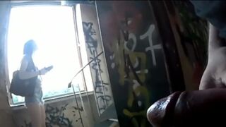 REAL CUMFLASH Girl FILMS me when i SHOOT my CUM in abandoned HOUSE