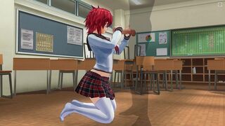 3D HENTAI Schoolgirl with red hair jerks off your cock
