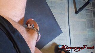 Extreme spiked chastity cage installation