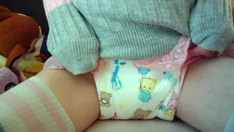 TCD Kiara, Femboy masturbation in cute babygirl diaper.
