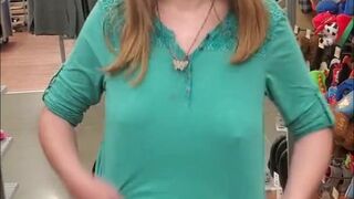 Public Walmart tit flash