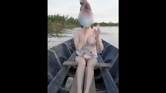 Thai Girl Showing Her Pussy And Tits On A Public Boat.