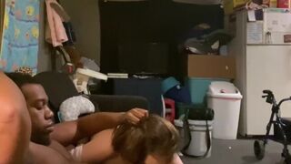 Pregnant brunette bouncing on her boyfriends, friend TbreezBBC