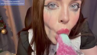 Sexy maid sucks deeply, takes a big dick and and the host's sperm