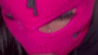 Sexy Masked College Latina Loves Giving A Sloppy Deep Throat Blowjob
