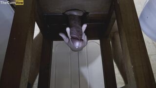 CLOSE UP: Milking my big cock under the chair - Thick Cumshot (4K-60FPS)
