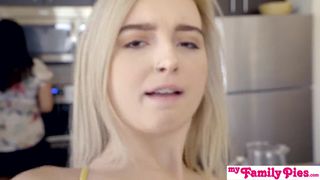 Bratty Sis gets Cock and Cum in Kitchen!
