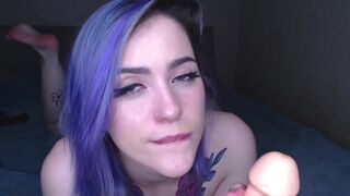 Girl talks to you sweetly while masturbating your cock POV