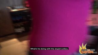 Curvy Aviva Rocks Sucks Date's Cock in Public