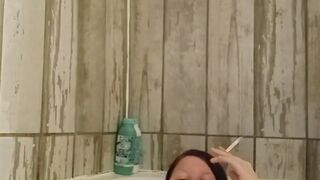 Pregnant smoking bubble bath