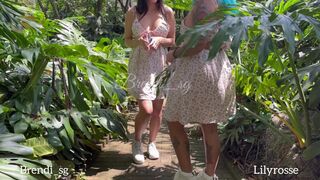 Brendi_sg and his friend Lily rosse, warm up in public and play with their vibrator