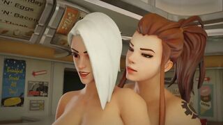 Animated Overwatch Porno Fantasy - Two Shemales fucks Girl in Anal (Ashe, Brigitte, Mei)