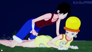 Ms. Valentine and Monkey D. Luffy have deep sex in the open air at night. - One Piece Hentai
