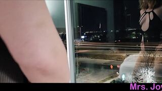 Public Flashing Stripping and Dancing in the Hotel Window for the Public to See My Slut Tits