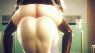 Tifa lockhart her friend's cock to fuck her wet pussy while staying under her 3D Animation