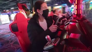 Wife Flashing Next to Strangers at Arcade