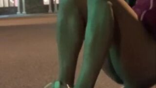 Wild Risky Public Anal Dildo Sexy Sissy Exhibitionist in a parking by very busy road