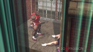 Basketball players fuck hard a sexy cheerleader girl on the street