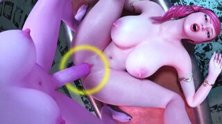 3D Futa Lesbian - Dickgirl Elf fucks Girl and CUM on Body