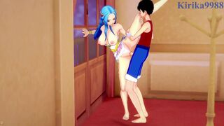 Nefertari Vivi and Monkey D. Luffy have deep sex in the bedroom. - One Piece Hentai