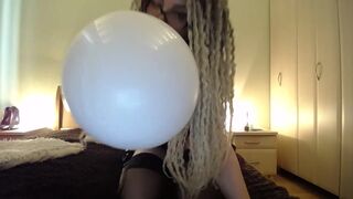 White big ballon blow then pop with ASS
