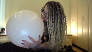 White big ballon blow then pop with ASS