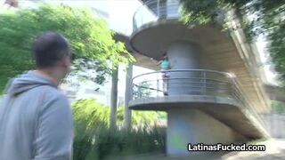 Cock milking and riding flashing Latina cutie