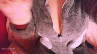 18 Girl tits massage hands and vibrator at pajama's party kigurumi nipple masturb