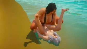 Futa Fucks A Sexy Brunette In The Mouth On The Seashore Wild Life