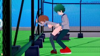 Ochako Uraraka and Izuku Midoriya have deep sex on the school roof. - My Hero Academia Hentai