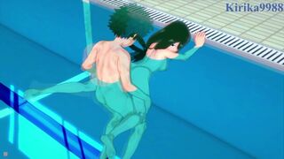 Tsuyu Asui and Izuku Midoriya have deep sex in the pool. - My Hero Academia Hentai