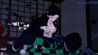 Daki and Tanjiro Kamado have deep sex in a Japanese-style room. - Demon Slayer Hentai