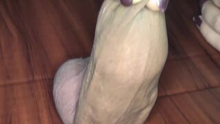 Peehole and foreskin play handjob with a double cumshot