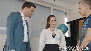 Lady Lyne fucked by her two coworkers